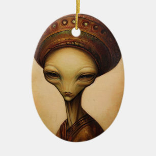 Antiek buitenaards portret keramisch ornament