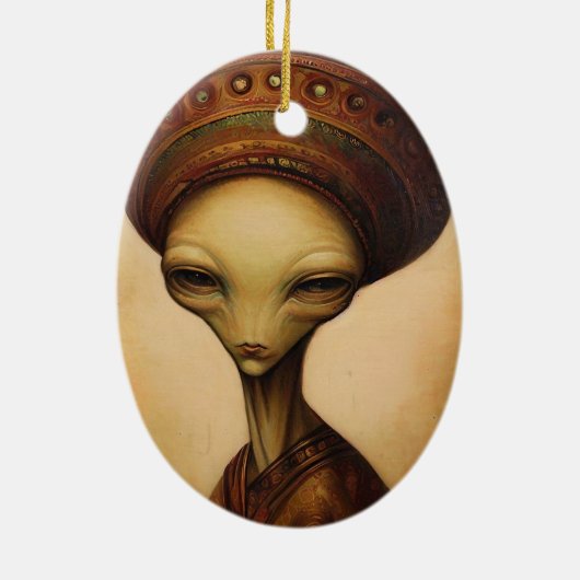 Antiek buitenaards portret keramisch ornament (Achterkant)