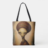 Antiek buitenaards portret tote bag (Achterkant)