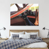 Antiek busstuurwiel canvas afdruk (Insitu (Slaapkamer))