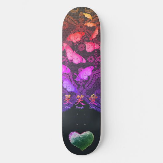 ANTIEK, BUTTERFLIE EN HARTJE PERSOONLIJK SKATEBOARD (Voorkant)