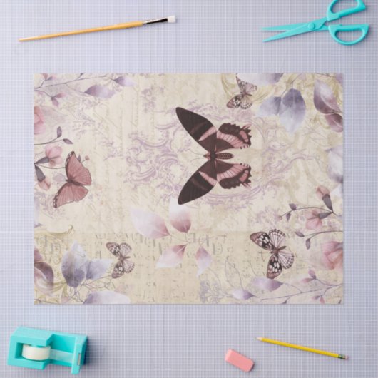 Antiek Butterfly  Ephemera ontkoppeling Tissuepapier (Craft)