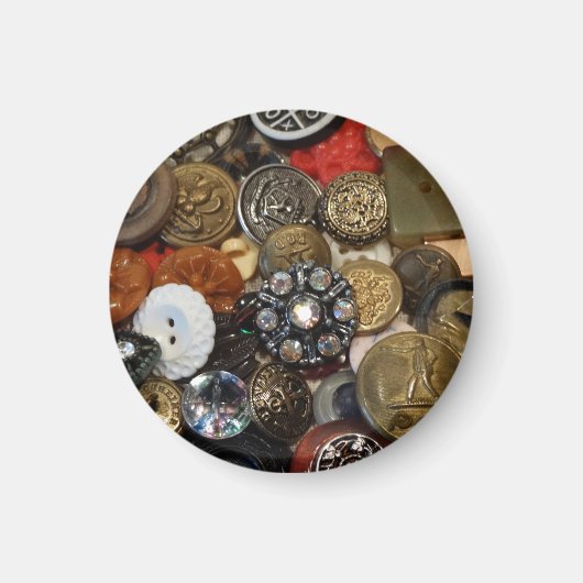 Antiek Button collage magneet (rond) (Voorkant)