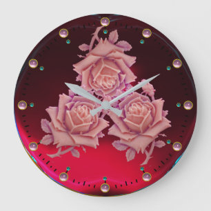 ANTIEK CAMEO/BEAUTIFUL PINK ROSE, Red Burgundy Grote Klok