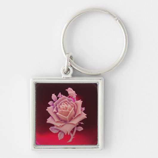 ANTIEK CAMEO/BEAUTIFUL PINK ROSE, Red Burgundy Sleutelhanger (Voorkant)