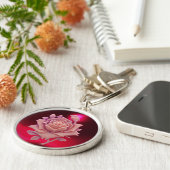 ANTIEK CAMEO/BEAUTIFUL PINK ROSE, Red Burgundy Sleutelhanger (Zijkant)