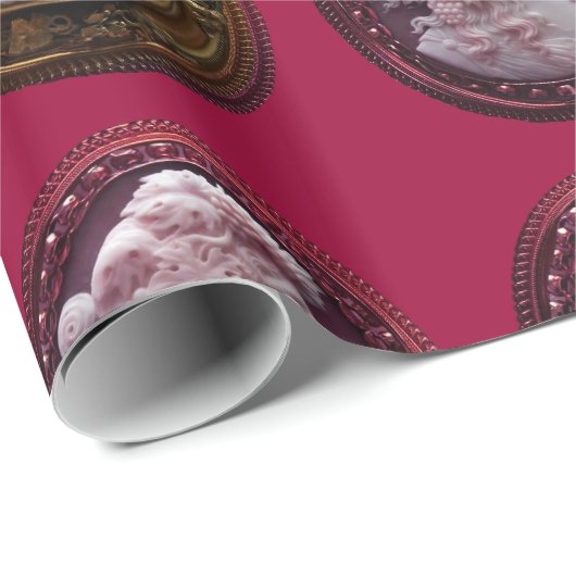 ANTIEK CAMEO DAMES ,DRUIVEN DRUIVEN EN UIL CADEAUPAPIER (Rol Hoek)