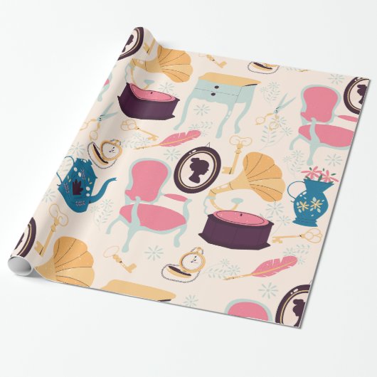 antiek cameo grammofoon fonograaf Victoriaans Cadeaupapier (Uitgerold)