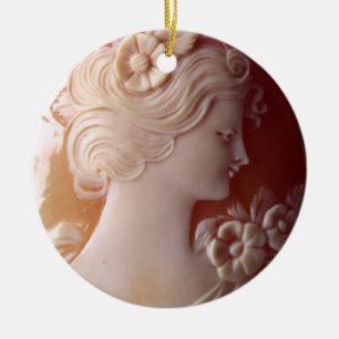 Antiek  cameo keramisch siermiddel ornament