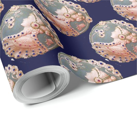 ANTIEK CAMEO / LADY MET BUTTERFLES EN STROMEN CADEAUPAPIER (Rol Hoek)