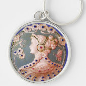 ANTIEK CAMEO / LADY MET BUTTERFLES EN STROMEN SLEUTELHANGER (Voorkant)