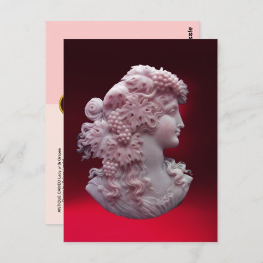 ANTIEK CAMEO, LADY MET DRUIVEN BRIEFKAART (Voorkant / Achterkant)