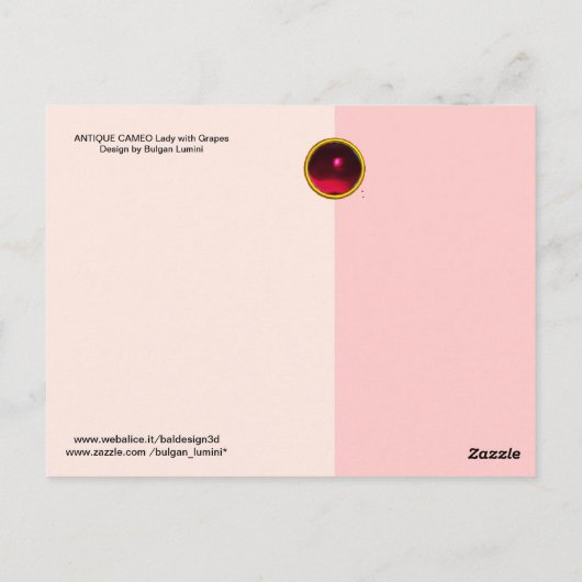 ANTIEK CAMEO, LADY MET DRUIVEN BRIEFKAART (Achterkant)