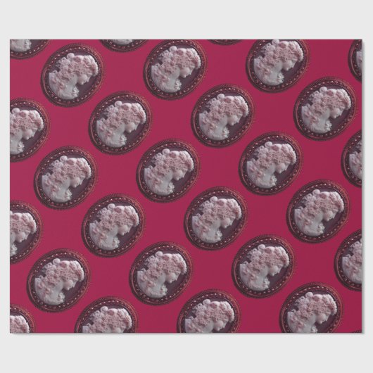 ANTIEK CAMEO, LADY MET DRUIVEN EN DRUIVEN CADEAUPAPIER (Vlak)