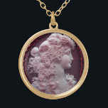 ANTIEK CAMEO, LADY MET DRUIVEN EN DRUIVEN GOUD VERGULDEN KETTING<br><div class="desc">Oude cammeo jewel met een mooi vrouwenprofiel met lange haarversieringen met druiven en druiven voor de wijngaarden</div>