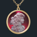 ANTIEK CAMEO, LADY MET DRUIVEN EN DRUIVEN GOUD VERGULDEN KETTING<br><div class="desc">Oude cammeo jewel met een mooi vrouwenprofiel met lange haarversieringen met druiven en druiven voor de wijngaarden</div>
