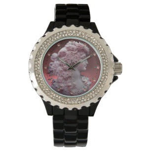 ANTIEK CAMEO, LADY MET DRUIVEN EN DRUIVEN HORLOGE