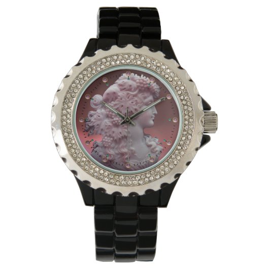 ANTIEK CAMEO, LADY MET DRUIVEN EN DRUIVEN HORLOGE (Voorkant)