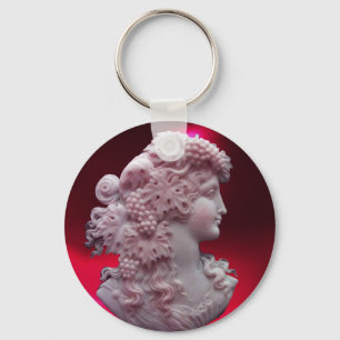 ANTIEK CAMEO, LADY MET DRUIVEN EN DRUIVEN SLEUTELHANGER