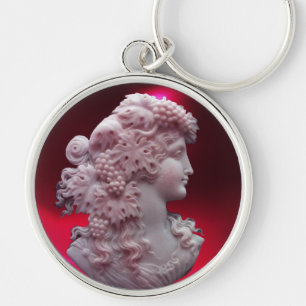 ANTIEK CAMEO, LADY MET DRUIVEN EN DRUIVEN SLEUTELHANGER