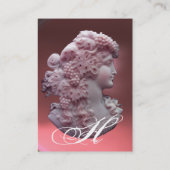 ANTIEK CAMEO, LADY MET DRUIVEN EN DRUIVEN VISITEKAARTJE (Achterkant)