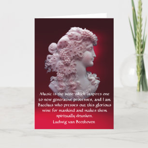 ANTIEK CAMEO, LADY MET DRUIVEN, WIJNMUZIEKQUOTE KAART