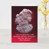 ANTIEK CAMEO, LADY MET DRUIVEN, WIJNQUOTE KAART (Gele Bloem)