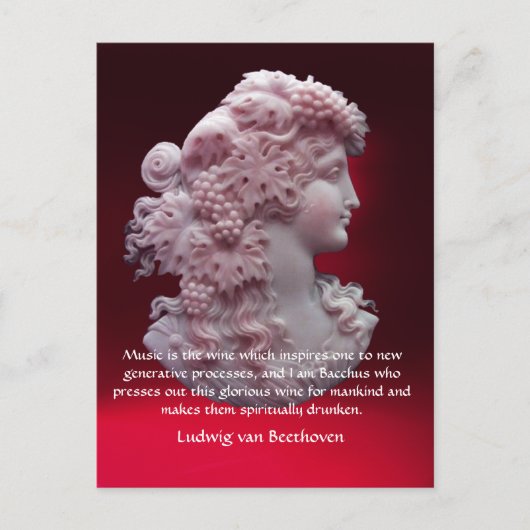 ANTIEK CAMEO, LADY MET DRUIVEN, WIJNQUOTE MET KNOP BRIEFKAART (Voorkant)