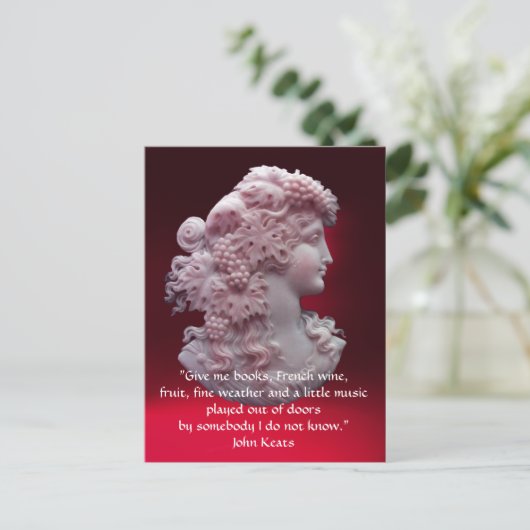 ANTIEK CAMEO, LADY MET DRUIVEN, WIJNQUOTE MET KNOP BRIEFKAART (Staand voorkant)