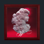 ANTIEK CAMEO, LADY MET DRUIVENMONOGRAM CADEAUDOOSJE<br><div class="desc">Elegant antieke cammeojuweel met een mooi vrouwenprofiel met lange haarversieringen met druiven en druiven voor de wijngaarden met rode roodbruine geit. Deel van "Seizoensvruchten".Dit stijlvolle ontwerp is perfect voor voedingsdeskundigen,  diëtisten,  cateraars,  restaurants,  voorbereiding of restaurants,  catering,  wijnindustrie.</div>