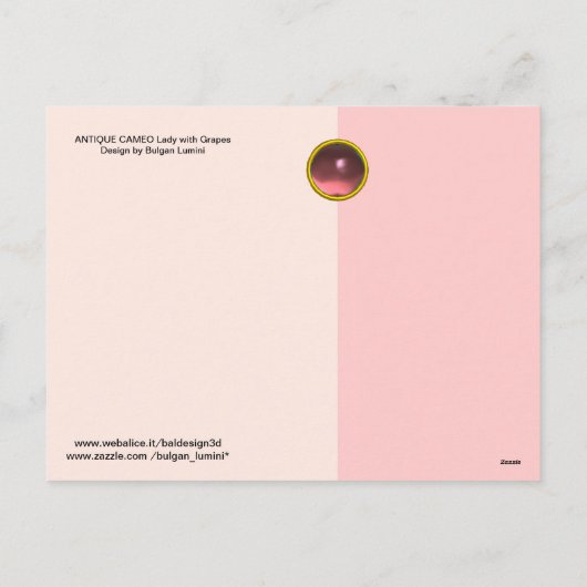 ANTIEK CAMEO, LADY MET DRUIVENMONOGRAM FEESTDAGENKAART (Achterkant)