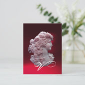 ANTIEK CAMEO, LADY MET DRUIVENMONOGRAM FEESTDAGENKAART (Staand voorkant)