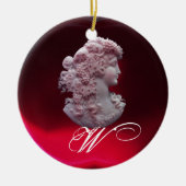 ANTIEK CAMEO, LADY MET DRUIVENMONOGRAM KERAMISCH ORNAMENT (Voorkant)