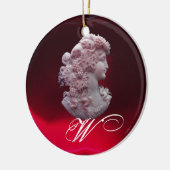 ANTIEK CAMEO, LADY MET DRUIVENMONOGRAM KERAMISCH ORNAMENT (Links)