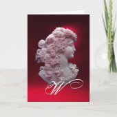 ANTIEK CAMEO, LADY MET DRUIVENMONOGRAM NOTITIEKAARTJE (Voorkant)