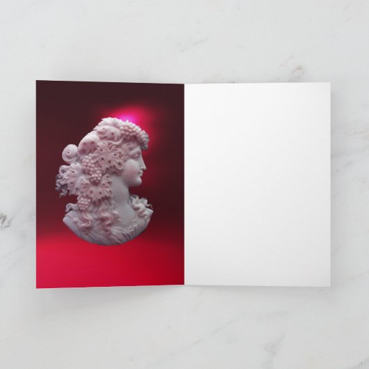 ANTIEK CAMEO, LADY MET DRUIVENMONOGRAM NOTITIEKAARTJE (Binnen)