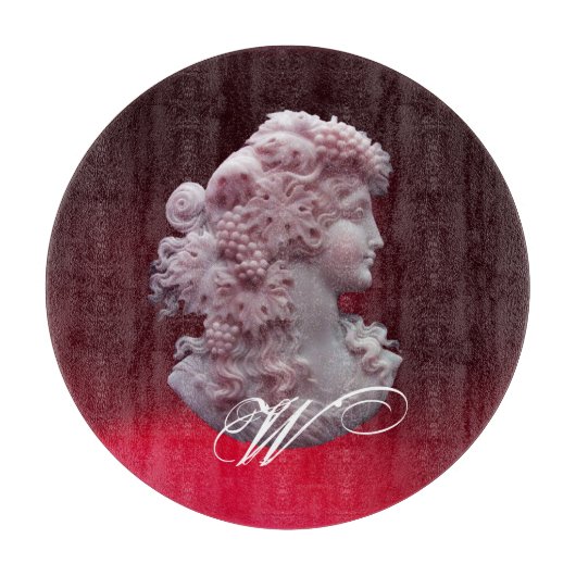 ANTIEK CAMEO, LADY MET DRUIVENMONOGRAM SNIJPLANK (Voorkant)