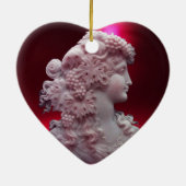 ANTIEK CAMEO, LADY MET DRUIVENWIJNQUOTE Hart Keramisch Ornament (Achterkant)