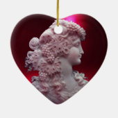 ANTIEK CAMEO, LADY MET DRUIVENWIJNQUOTE Hart Keramisch Ornament (Achterkant)
