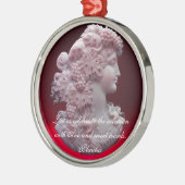 ANTIEK CAMEO, LADY MET DRUIVENWIJNQUOTEN METALEN ORNAMENT (Links)
