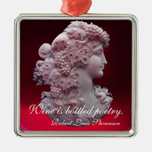 ANTIEK CAMEO, LADY MET DRUIVENWIJNQUOTEN METALEN ORNAMENT