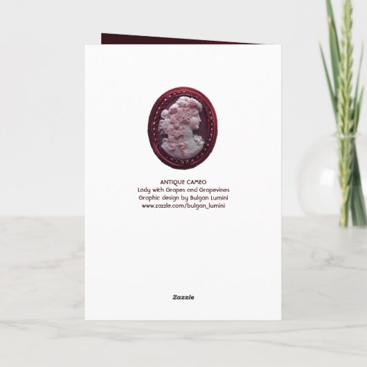 ANTIEK CAMEO, LADY MET Valentijnsdag VAN DRUIVEN Feestdagen Kaart (Achterkant)