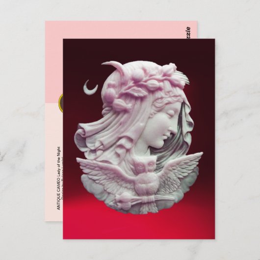 ANTIEK CAMEO, MOON LADY OF NACHT MET EIGEN BRIEFKAART (Voorkant / Achterkant)