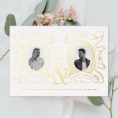 Antiek Cameo Photo Save the Date Gold Folie Uitnodiging
