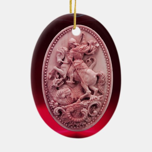 ANTIEK CAMEO / SAINT GEORGE MET DRAGON KERAMISCH ORNAMENT (Achterkant)