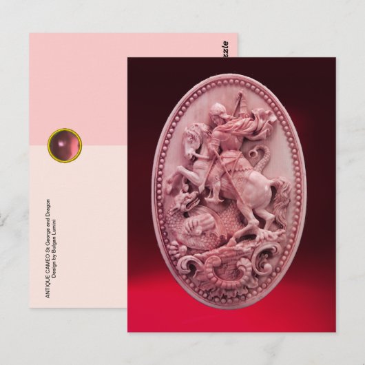 ANTIEK CAMEO ST. GEORGE EN DRAGON BRIEFKAART (Voorkant / Achterkant)