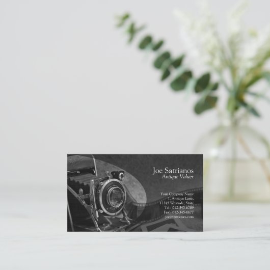 Antiek Camera Grijs Visitekaartje (Staand voorkant)