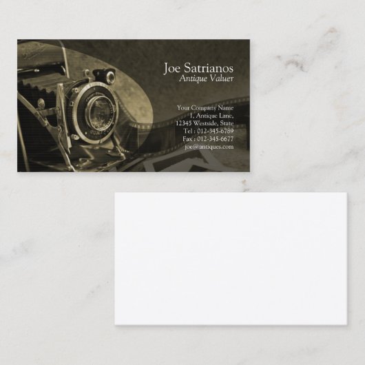 Antiek camera oker Visitekaartje