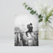 antiek camera op een  foto van de stadshoogtepunt briefkaart (Staand voorkant)