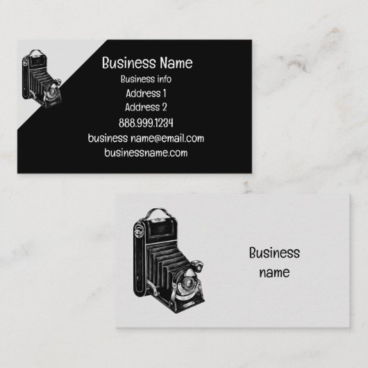 Antiek  camera Reparatie of opslag Visitekaartje (Voorkant / Achterkant)